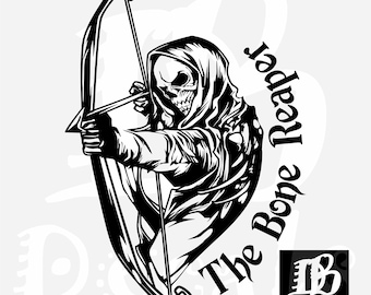 Grim Reaper Bone Bow Arrow Archery Hunting Deer Car Truck Window Vinyl Decal Sticker