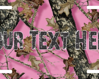 Camouflage Camo Pink Custom Text Name License Plate Car Truck Tag