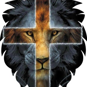 Lion Judah Yeshua Jesus Christ Cross Christian GOD Vinyl Decal Sticker