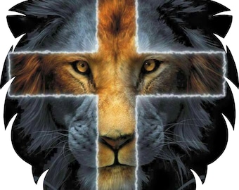 Lion Judah Yeshua Jesus Christ Cross Christian GOD Vinyl Decal Sticker