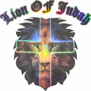 Holographic Lion Judah Yeshua Jesus Christ Cross Christian GOD Custom Vinyl Decal Sticker