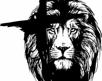 Lion Judah Yeshua Jesus Christ Cross Christian Lord GOD Bible Vinyl Decal Sticker