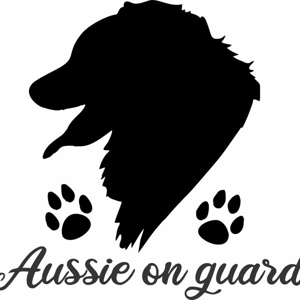 Australian Shepherd Aussie Gaurd Dog Paw Print Pet Holographic Truck Car Window Vinyl Decal Sticker