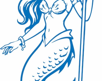 Goddess Amphitrite Mermaid Trident Mythology Assyrian Fantasy Car Truck Window Vinyl Decal Sticker
