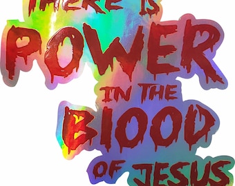 Power Blood Jesus Christ Lord GOD Bible Holographic Truck Car Window Vinyl Decal Sticker