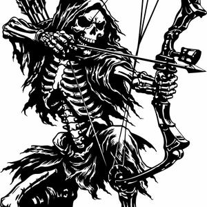Skeleton Skull Hunting Bow Grim Reaper Hunter Car Truck Outdoor Vinyl Decal Sticker