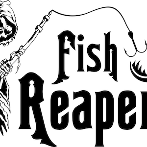 Grim Reaper Fish Fishing Lure Boat Skeleton Window Graphic Vinyl Decal Sticker