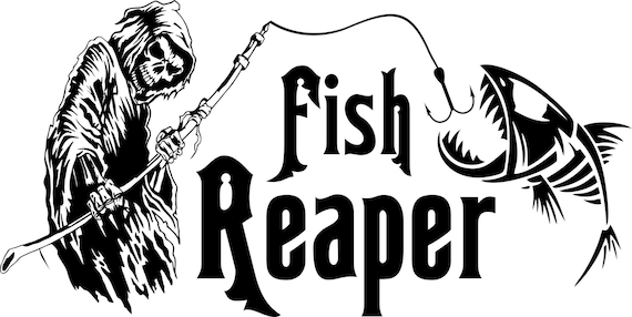 Grim Reaper Skeleton Fish Fishing Rod Car Boat Truck Window Vinyl