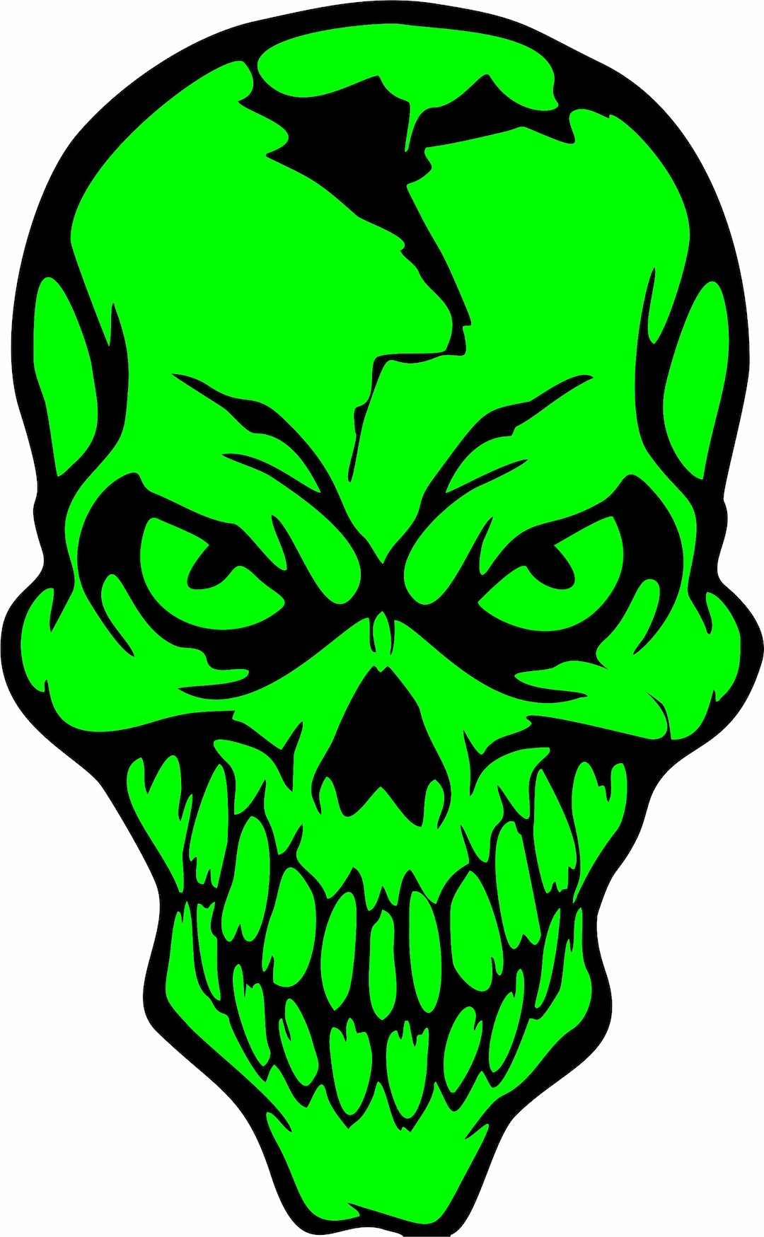 Skull Fluorescent Green Skeleton Head Car Truck Window Laptop Vinyl ...