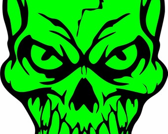 Skull Fluorescent Green Skeleton Head Car Truck Window Laptop Vinyl Decal Sticker