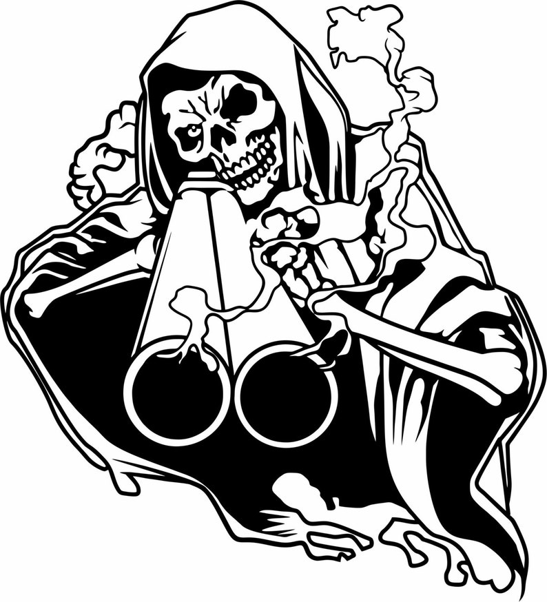 Large Grim Reaper Pitbull Dog Chain Skull Car Truck Window Vinyl Decal Sticker