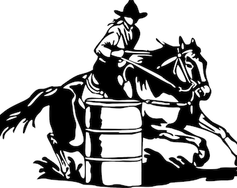Barrel Racing Cowgirl Vinyl Decal: Rodeo Horse Car Truck Sticker