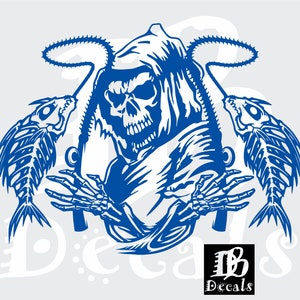 Vissen Magere Hein Vis Skelet Jager Schedel Auto Vrachtwagen Raam Vinyl DB Decal Sticker
