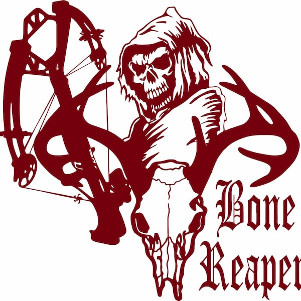 Grim Reaper Skeleton Bone Hunting Crossbow Car Laptop Truck Window Vinyl Decal Sticker