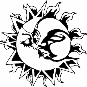 Sun Moon Man Woman Girl Kiss Star Space Celestial Car Window Vinyl Decal Sticker