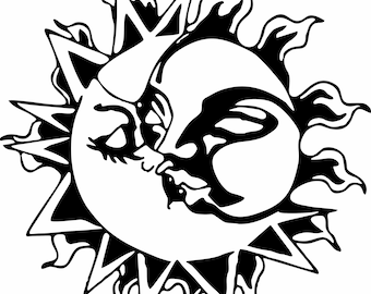 Sun Moon Man Woman Girl Kiss Star Space Celestial Car Window Vinyl Decal Sticker