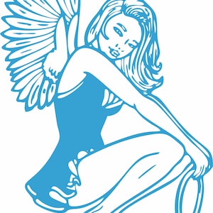 Angel Fairy Fantasy Girl Halo Wings Car Truck Window Vinyloverdrukplaatjesticker