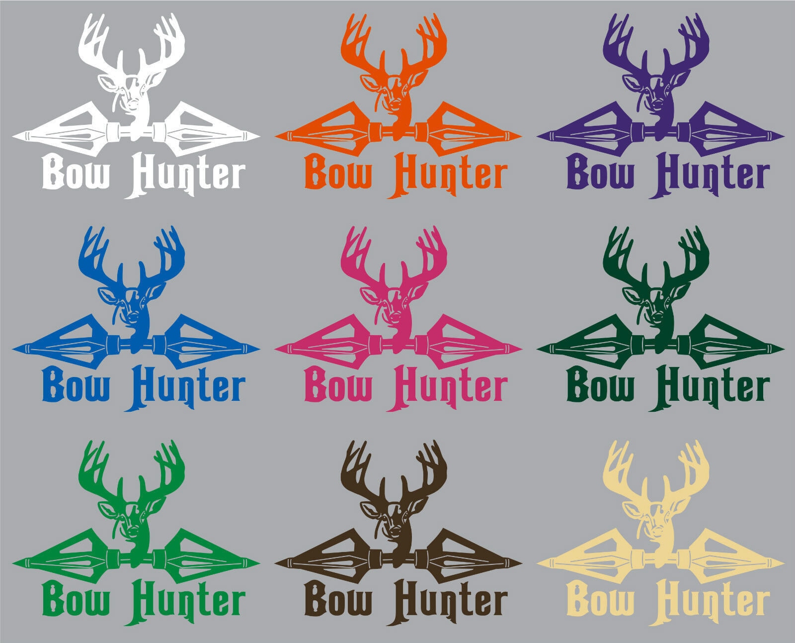 Bow Hunter Hunting Deer Broadheads Arrow Car Truck Window Vinyl Decal ...