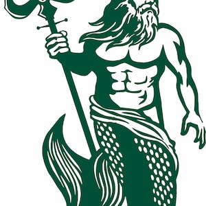 Poseidon Meerman Zeemeermin Aqua Man Boot Griekse god Fantasy Strand Vissen Auto Vrachtwagen Raam Laptop Vinyloverdrukplaatjesticker