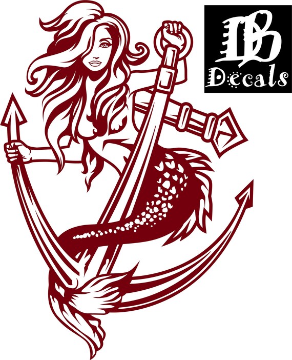Buy Mermaid Girl Fish Tail Boat Anchor Fantasy Fairy Siren Beach Fishing  Ship Car Truck Window Vinyl Decal Sticker Online in India 