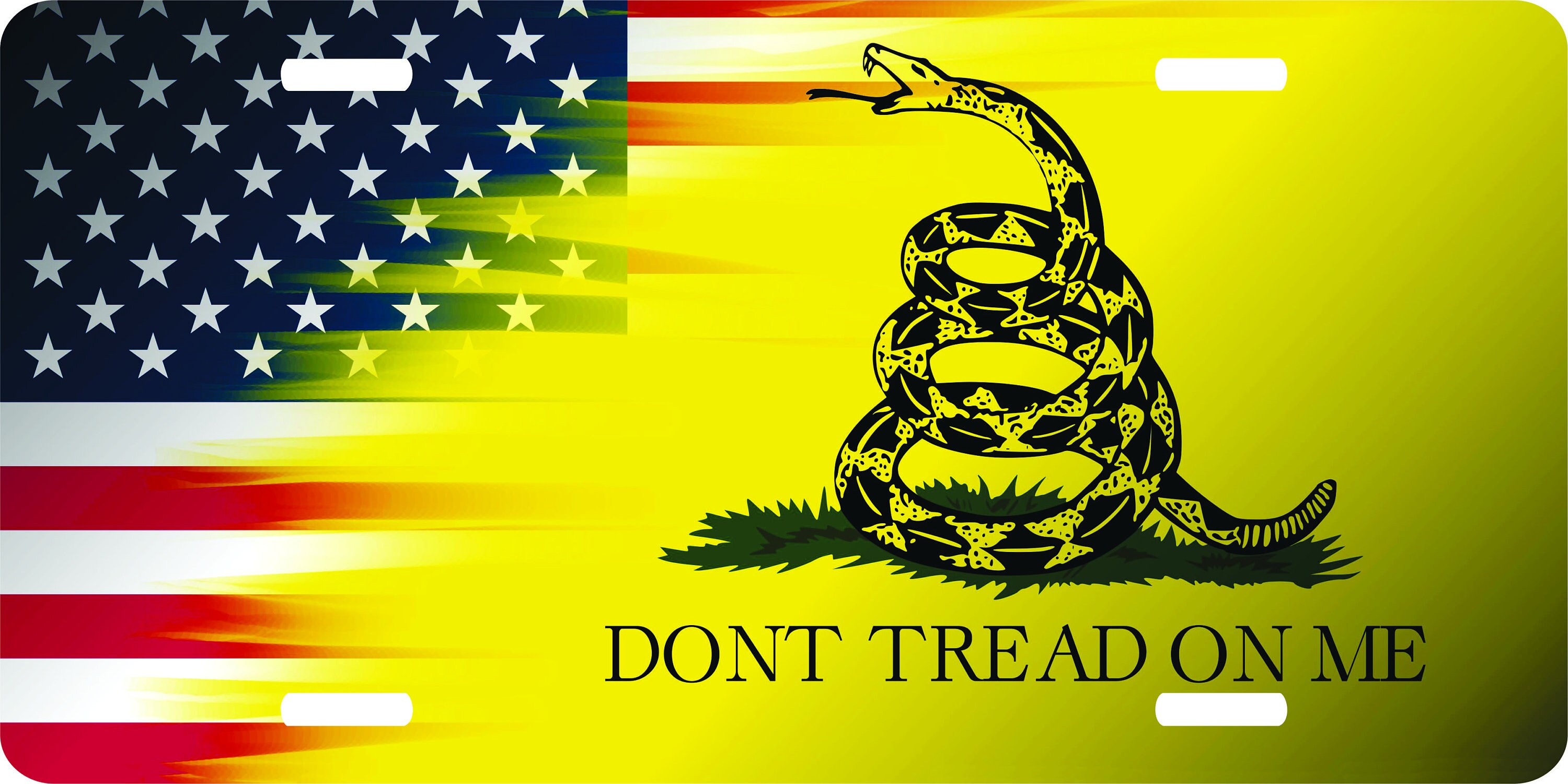 DillenCo Gadsden Flag License Plate – 'Don't Tread On Me', Embossed Aluminum, Laser Etched, Black