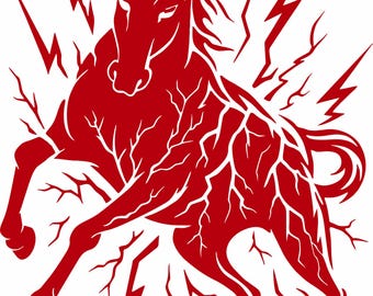 Horse Mustang Lighting Electricity Rodeo Tribal Flames Car Truck Window Laptop Vinyl Decal Sticker