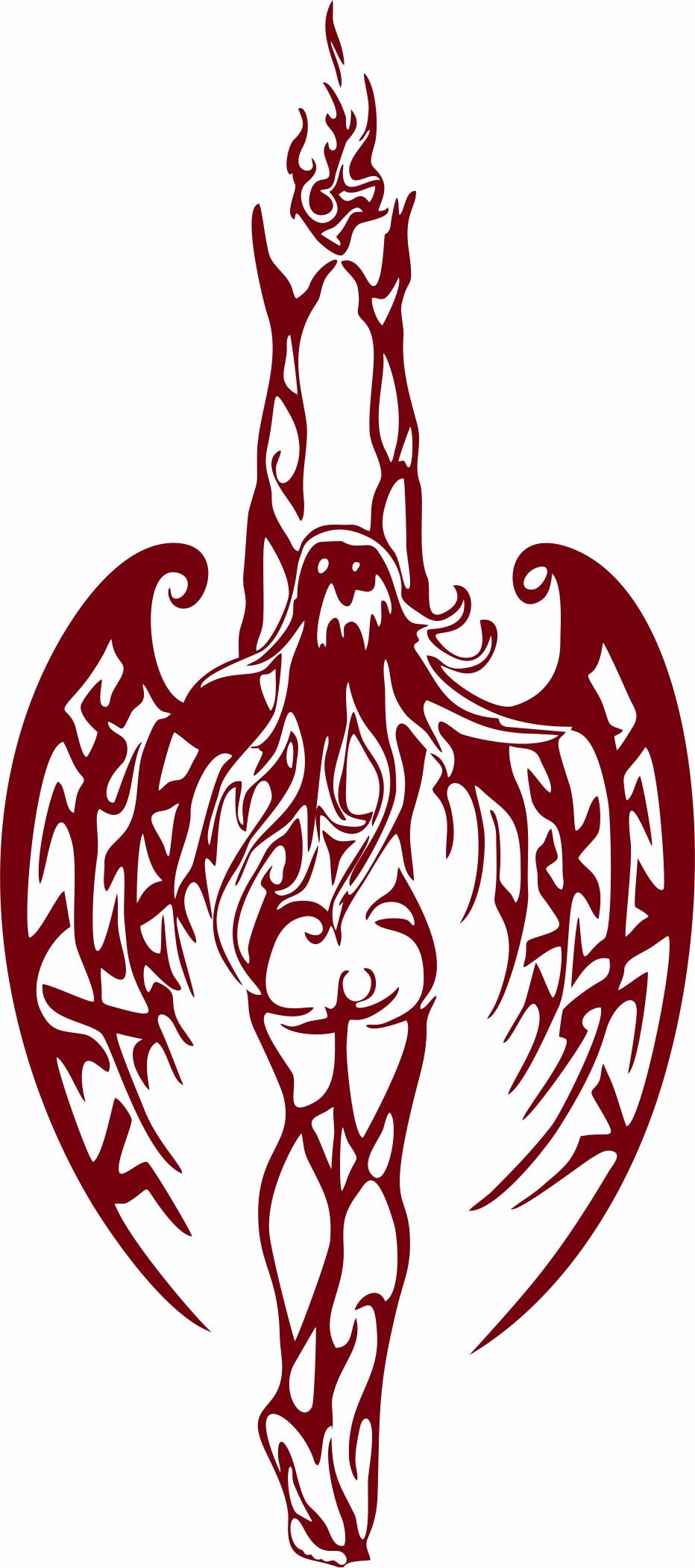 Angel Fairy Fantasy Girl Tribal Fire Flame Wings Car Truck Window Vinyl Decal Sticker