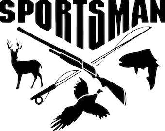 Sportsman Hunting Fishing Deer Fish Gun Car Truck Window Vinyl Decal Sticker
