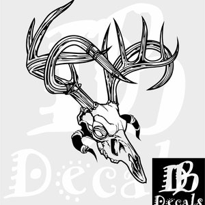 Deer Skull Antlers Horns Hunting Buck Reaper Archery Car Truck Window Laptop Vinyl Decal Sticker