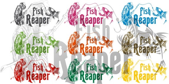 Grim Reaper Fish Fishing Lure Boat Skeleton Window Graphic Vinyl Decal Sticker