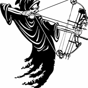 Grim Reaper Bow Hunter Arrow Hunting Car Truck Window Vinyl Decal Sticker