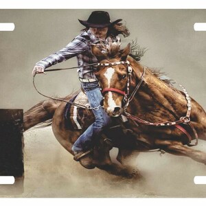 Cowgirl Barrel Horse Riding Racing Rodeo Western License Plate Car ...
