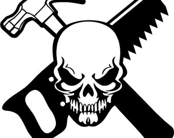 Carpenter Skull Construction Worker Builder Car Truck Window Vinyl Decal Sticker
