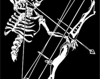 Skeleton Skull Hunting Bow Deer Hunter Car Truck Outdoor Vinyl Decal Sticker