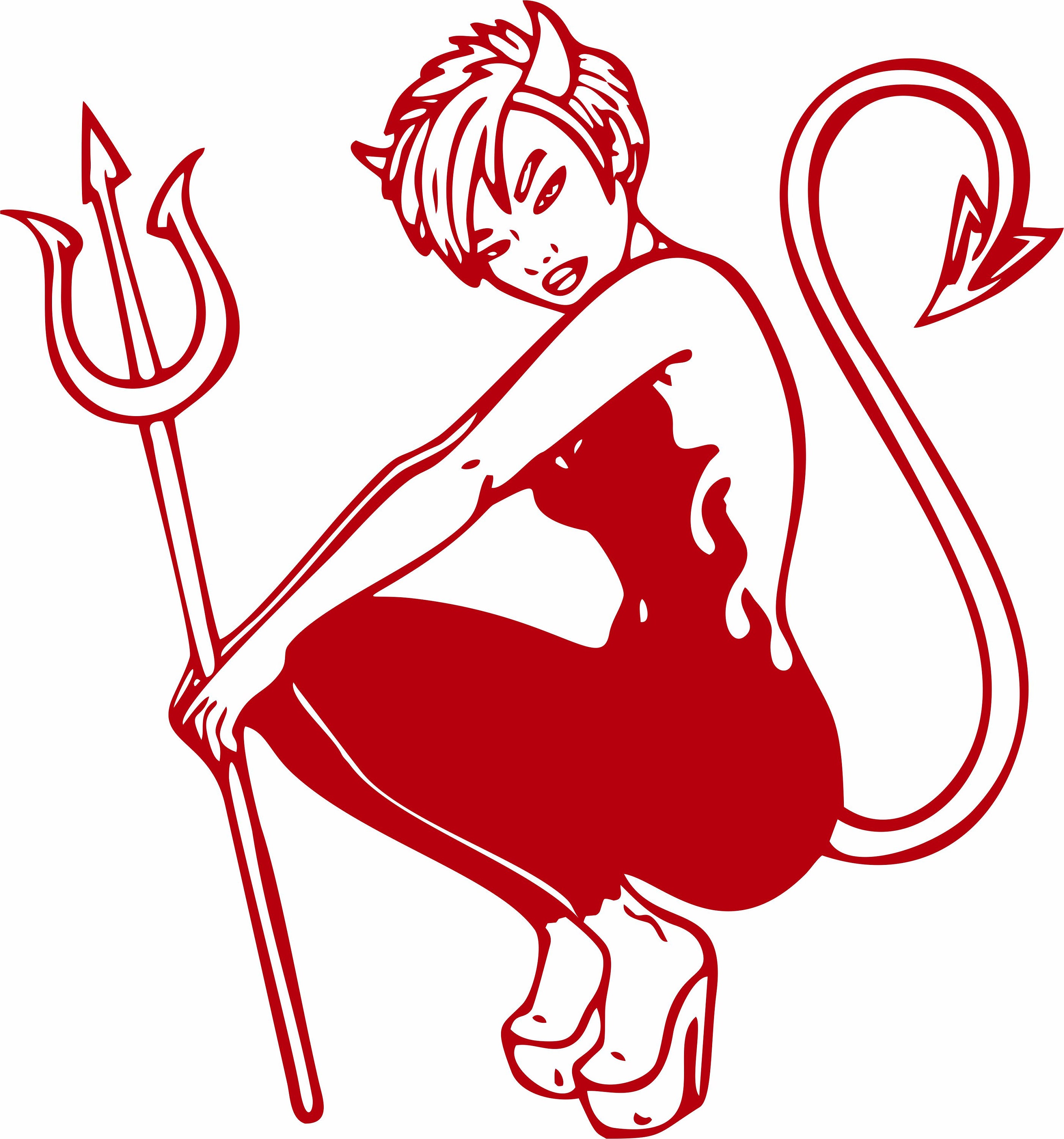 Fairy Fantasy Devil Girl Horns Pitchfork Tail Wings Car Truck Window Vinyl Decal Sticker