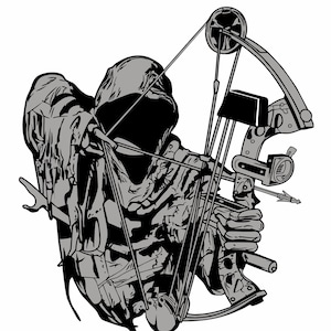 Grim Reaper Hunter Hunting Deer Bow Arrow Camouflage Car Truck Window Laptop Vinyl Decal Sticker