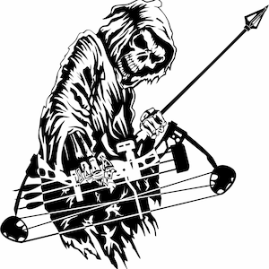 Adesivo in vinile per finestrino di auto e camion con teschio di cacciatore e tiro con l&#39;arco Grim Reaper