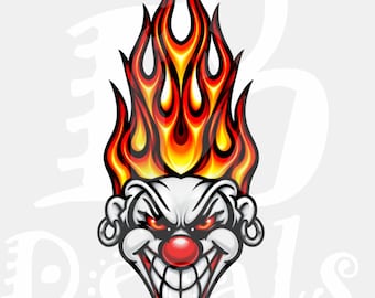 Clown Jester Flames Fire Car Truck Window Laptop Vinyl Decal Sticker