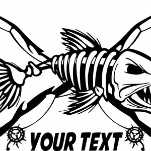Vinylsticker zeebaars vissen / aangepaste tekst | Sticker vissen | Autosticker | Sticker Lake Life | Sticker vis | Skeletvis | Grote mond bas/laptop