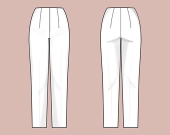 Womens high waist cigarette pants | Sizes 18-24 | Basic block PDF sewing pattern