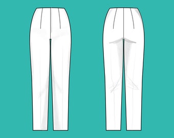 Womens high waist cigarette pants | Sizes 10-16 | Basic block PDF sewing pattern