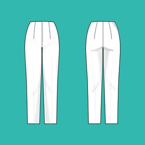 Womens high waist cigarette pants | Sizes 10-16 | Basic block PDF sewing pattern