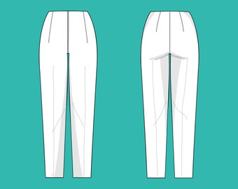 Womens high waist cigarette pants | Sizes 10-16 | Basic block PDF sewing pattern