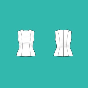 Slim fit sleeveless top | Sizes 10-16 | Basic block PDF sewing pattern