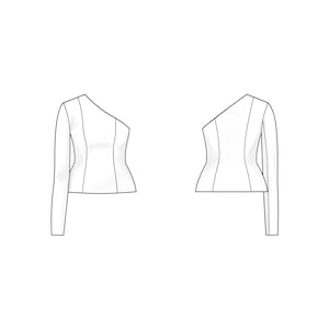 Asymmetric one sleeve top | Sizes 2-8 | Block PDF sewing pattern