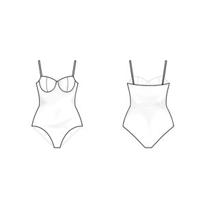 Womens underwire swimsuit, bodysuit | Sizes 2-8 | Basic block PDF sewing pattern