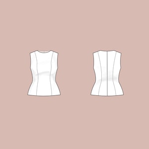 Slim fit sleeveless top | Sizes 18-24 | Basic block PDF sewing pattern