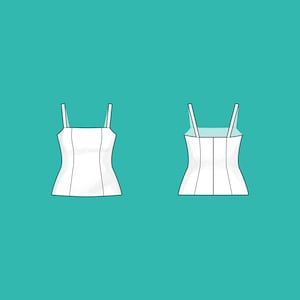 Square neck cami top | Sizes 10-16 | Basic block PDF sewing pattern