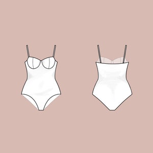 Womens underwire swimsuit, bodysuit | Sizes 18-24 | Basic block PDF sewing pattern