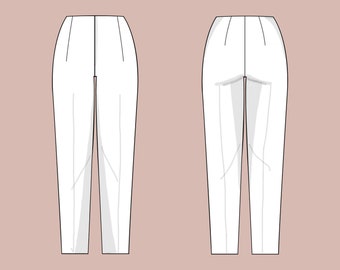 Womens High Waist Cigarette Pants Sizes 18 24 Basic Block PDF